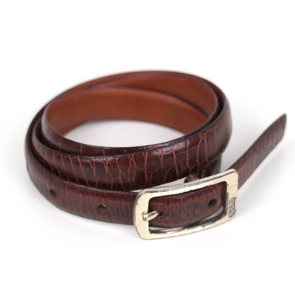 VTG Lauren Ralph Lauren CROCO BROWN GENUINE LEATHER 3/4"Wd WOMEN'S BELT Sz M (X3 - Picture 5 of 13